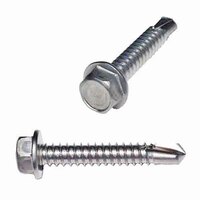 #10 X 1-1/2" Hex Washer Head, Self-Drilling Screw, 410 Stainless